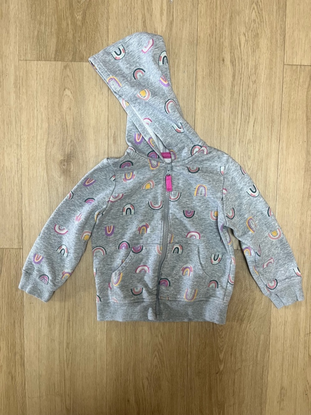 Cat & Jack Heather Gray Rainbow Zip-Up Hoodie